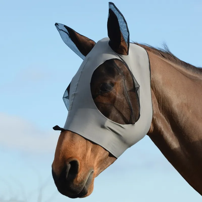 WeatherBeeta Stretch Bug Eye Saver with Ears Fly Mask - Gray/Black