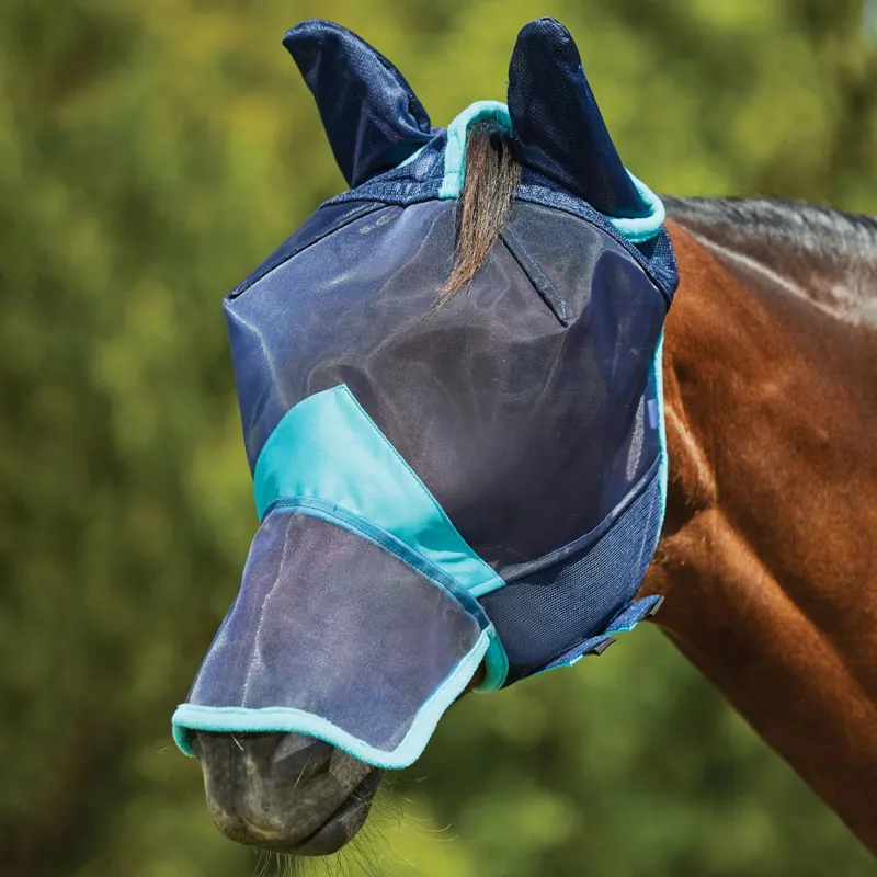 WeatherBeeta ComFiTec Deluxe Fine Mesh Fly Mask with Ears/Nose - Navy-1