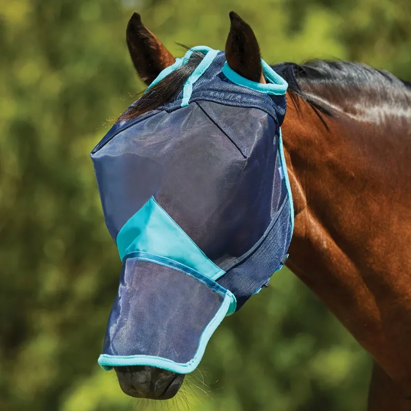 WeatherBeeta ComFiTec Deluxe Fine Mesh Fly Mask with Nose - Navy-1