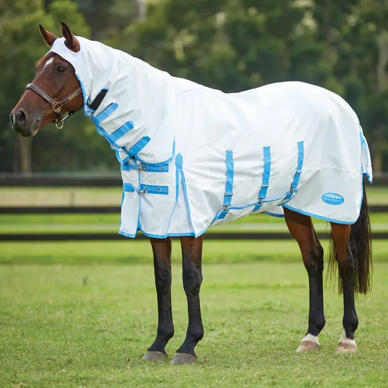 WeatherBeeta Sweet Itch Shield Combo Neck Fly Sheet - White/Blue