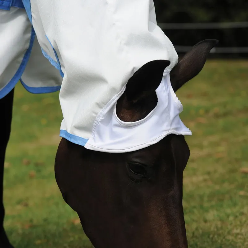WeatherBeeta Sweet Itch Shield Combo Neck Fly Sheet - White/Blue-5