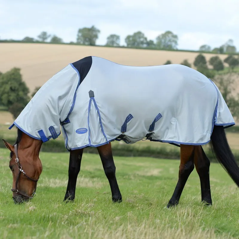 WeatherBeeta ComFiTec Airflow II Combo Neck Fly Sheet - Grey/Blue/Grey