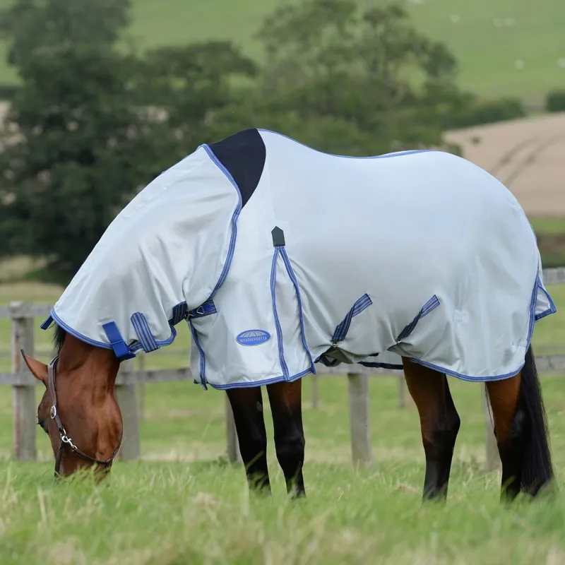 WeatherBeeta ComFiTec Airflow II Combo Neck Fly Sheet - Grey/Blue/Grey-2