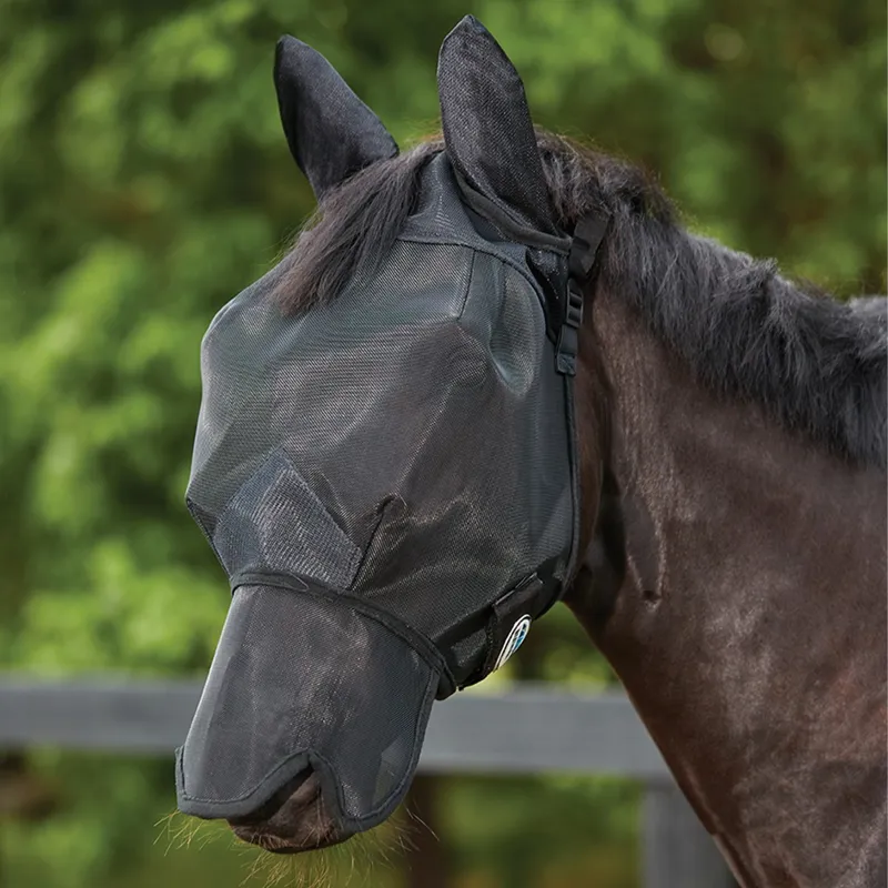 WeatherBeeta Comfitec Double Dart Deluxe Fly Mask with Ears/Nose - Black