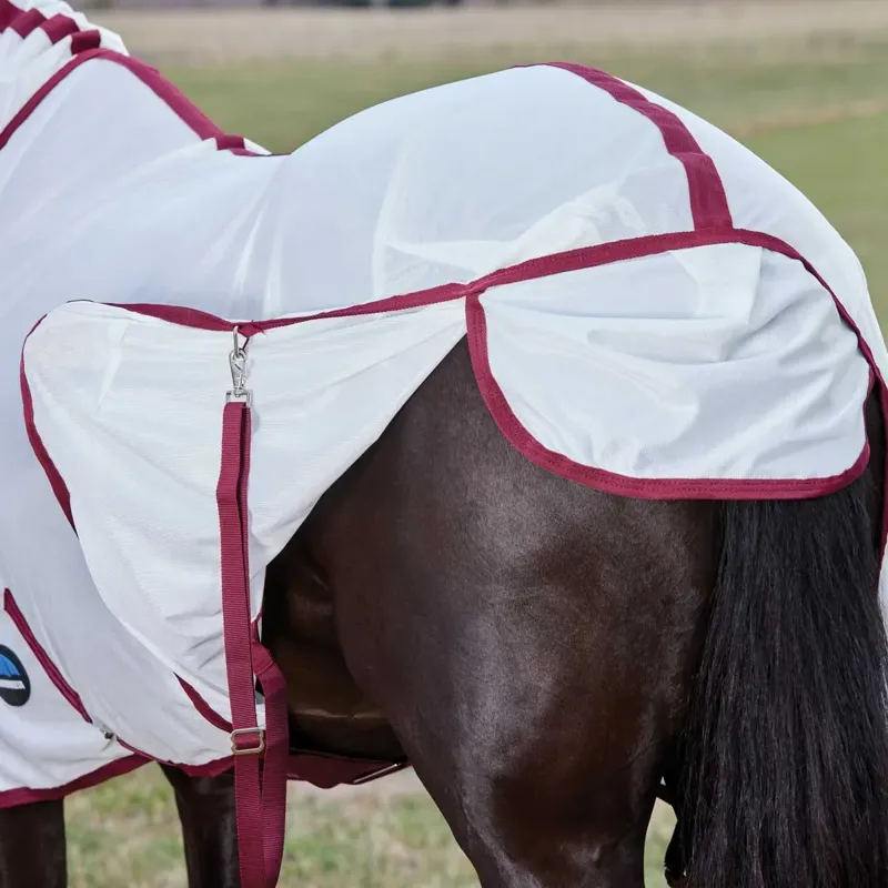 WeatherBeeta ComFiTec Essential Combo Neck Fly Sheet - White/Burgundy-2