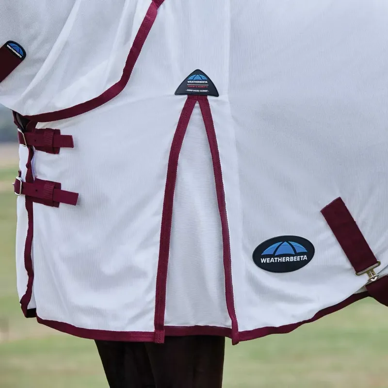 WeatherBeeta ComFiTec Essential Combo Neck Fly Sheet - White/Burgundy-5