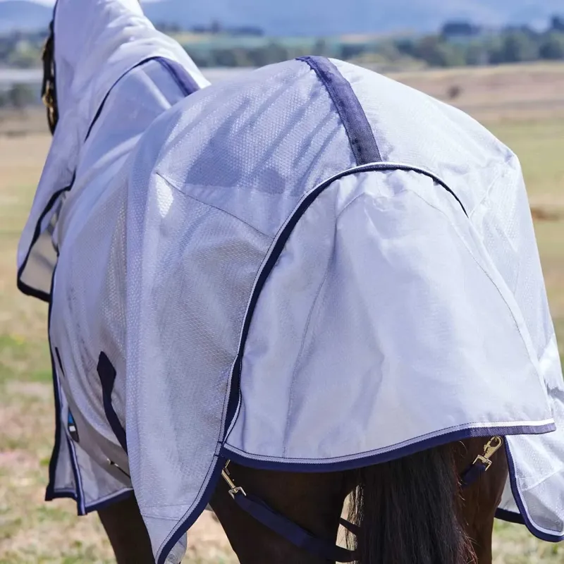 WeatherBeeta ComFiTec Hexi Shield Combo Neck Fly Sheet - Silver/Navy-2