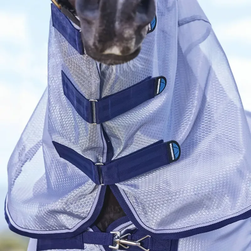 WeatherBeeta ComFiTec Hexi Shield Combo Neck Fly Sheet - Silver/Navy-4