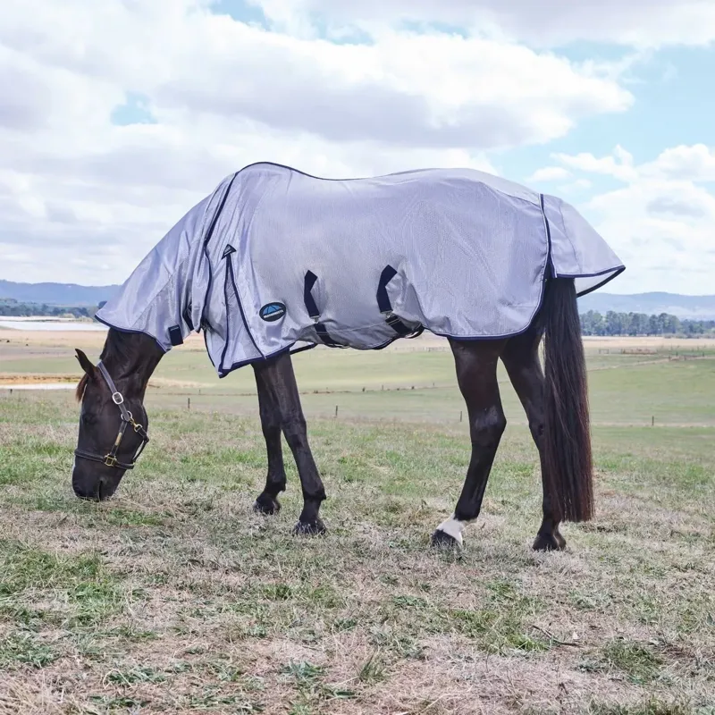 WeatherBeeta ComFiTec Hexi Shield Combo Neck Fly Sheet - Silver/Navy-7