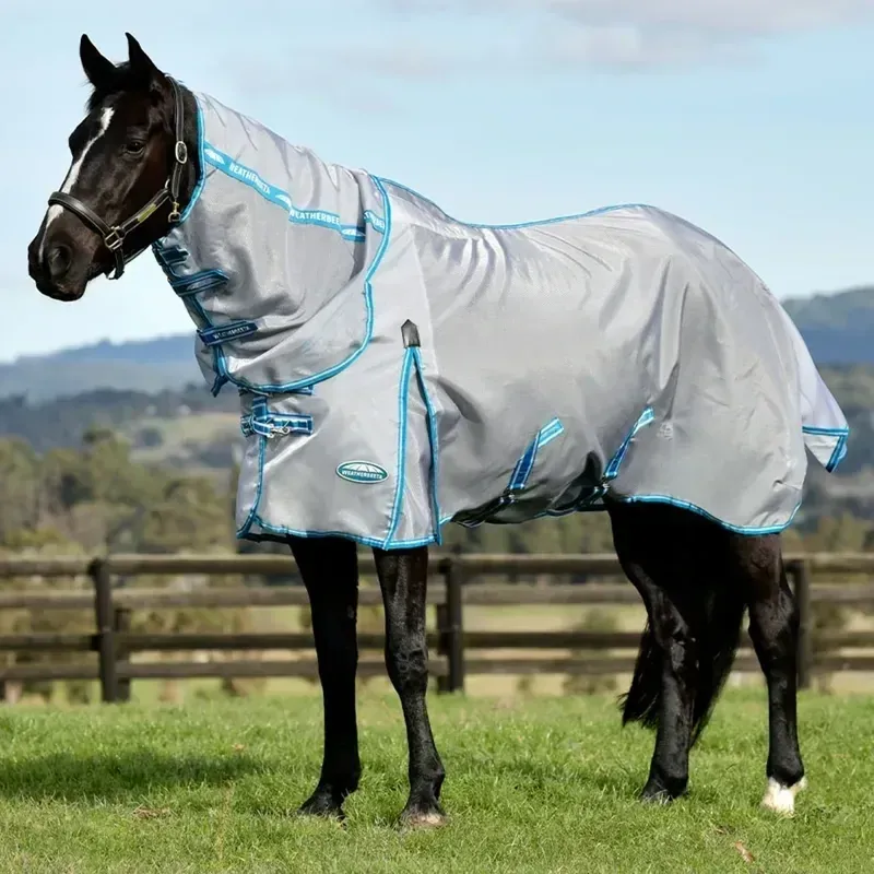 WeatherBeeta ComFiTec Hexi Shield Combo Neck Fly Sheet - Silver/Teal