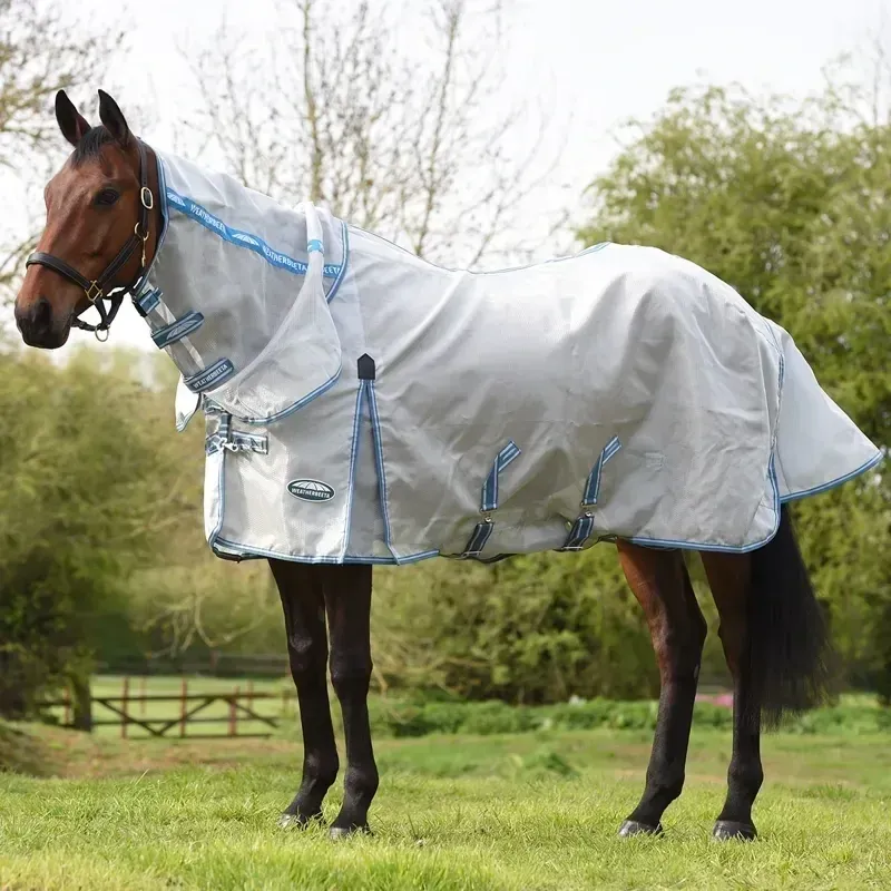 WeatherBeeta ComFiTec Hexi Shield Combo Neck Fly Sheet - Silver/Teal-4