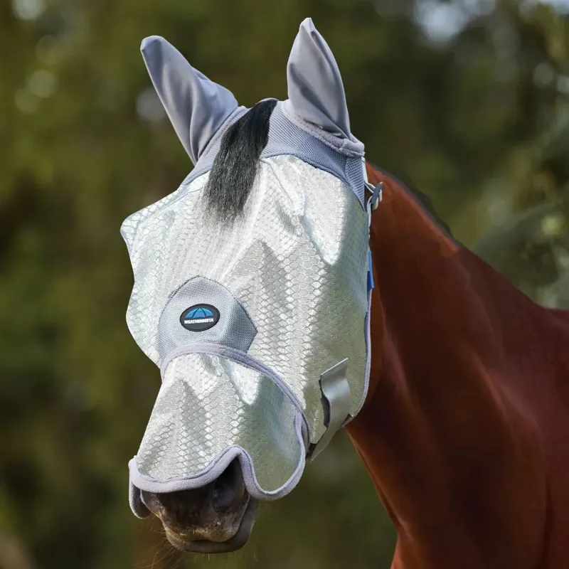 WeatherBeeta ComFiTec Hexi-Shield Fly Mask with Ears/Nose - Silver