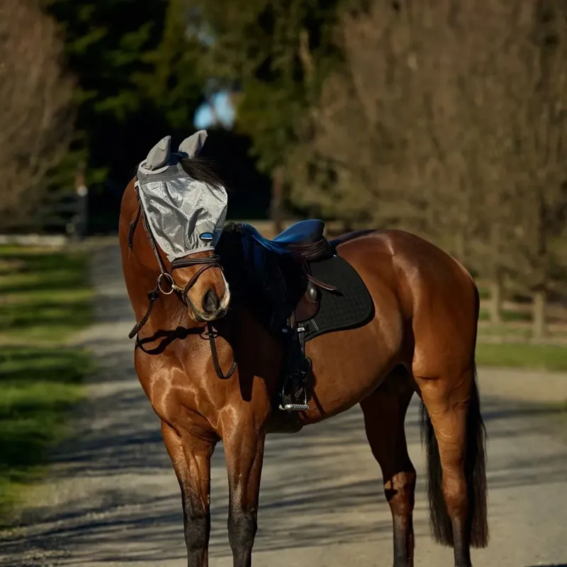 WeatherBeeta ComFiTec Hexi-Shield Ride-On Fly Mask - Silver-1