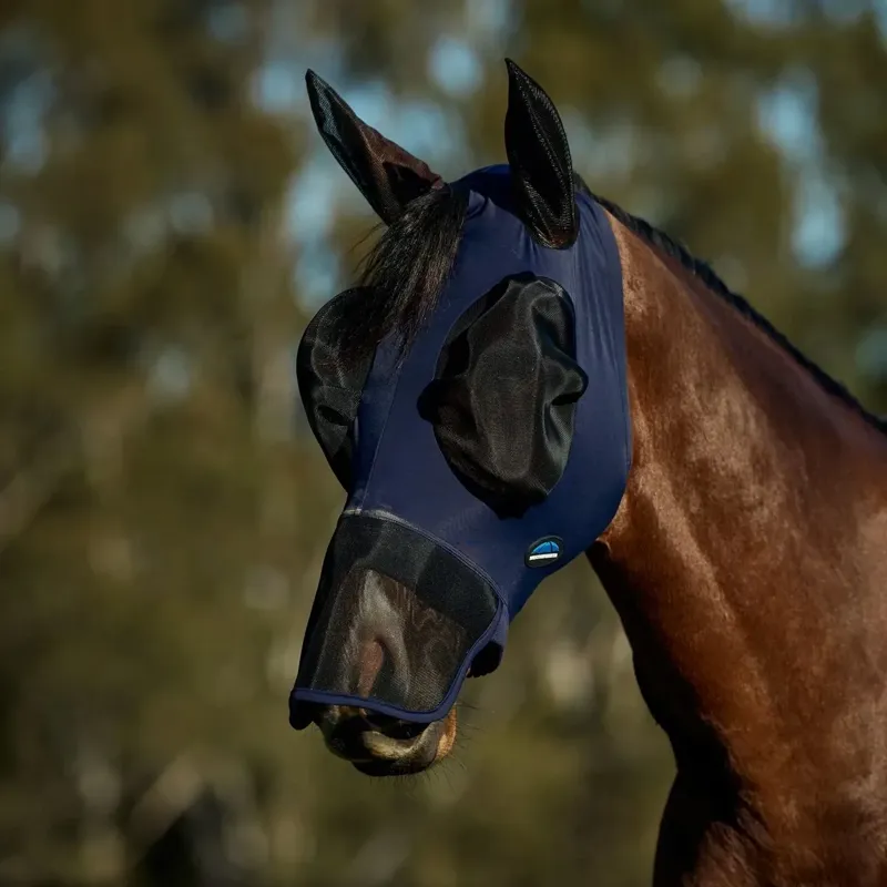 WeatherBeeta ComFiTec Luxe Stretch Fly Mask with Ears/Nose - Navy