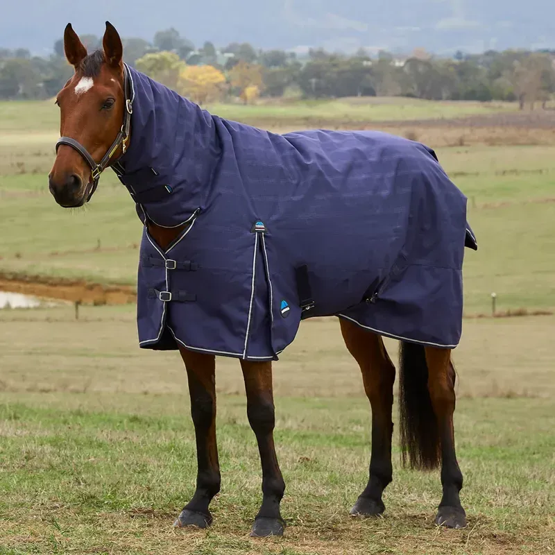 WeatherBeeta ComFiTec Prelim 220g Combo Turnout Blanket - Navy Plaid