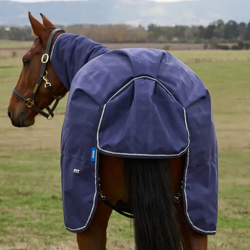 WeatherBeeta ComFiTec Prelim 220g Combo Turnout Blanket - Navy Plaid-13
