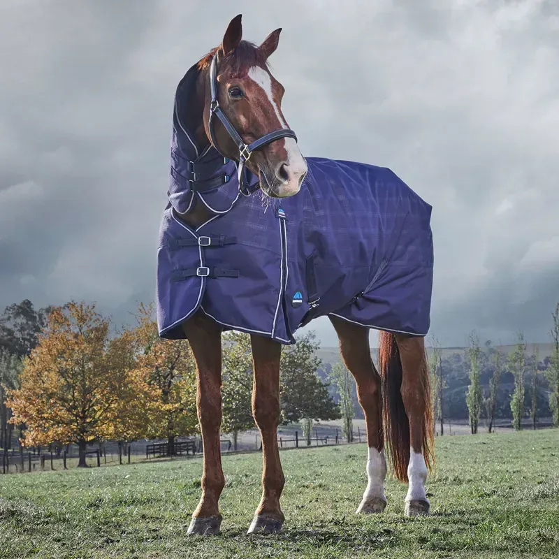 WeatherBeeta ComFiTec Prelim 220g Combo Turnout Blanket - Navy Plaid-3