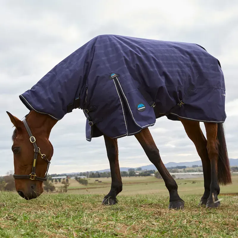 WeatherBeeta ComFiTec Prelim 220g Combo Turnout Blanket - Navy Plaid-5