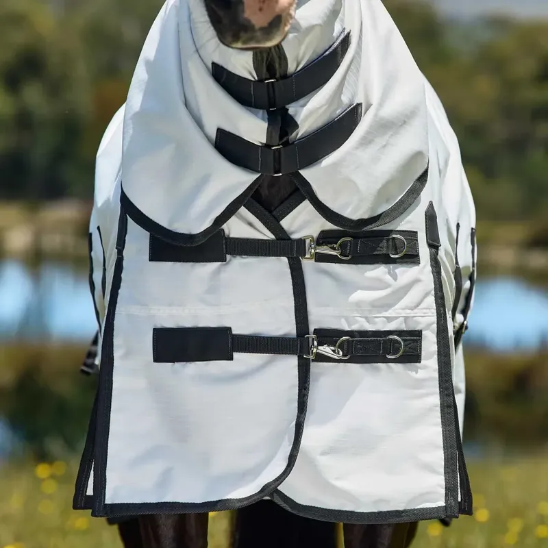 WeatherBeeta Sweet Itch Shield Combo Neck Fly Sheet - White/Charcoal-1