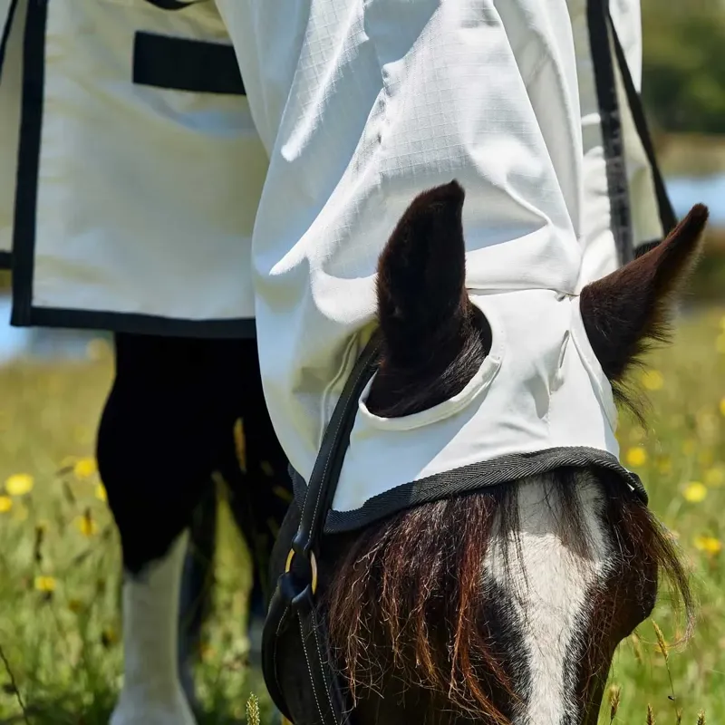 WeatherBeeta Sweet Itch Shield Combo Neck Fly Sheet - White/Charcoal-2