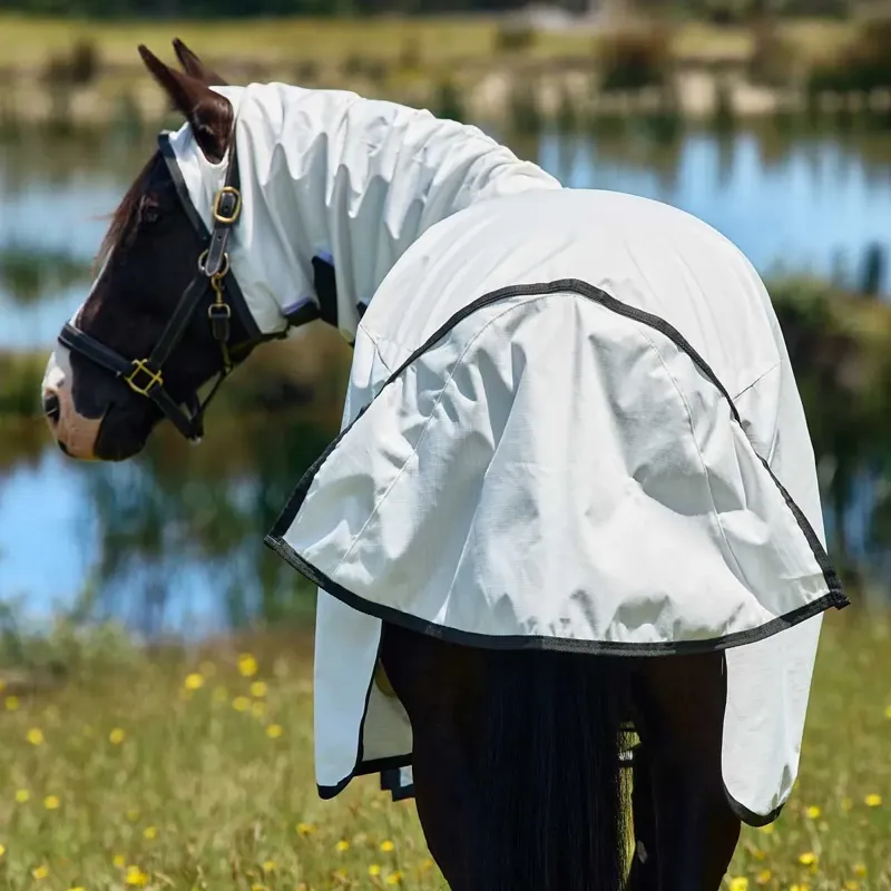 WeatherBeeta Sweet Itch Shield Combo Neck Fly Sheet - White/Charcoal-3