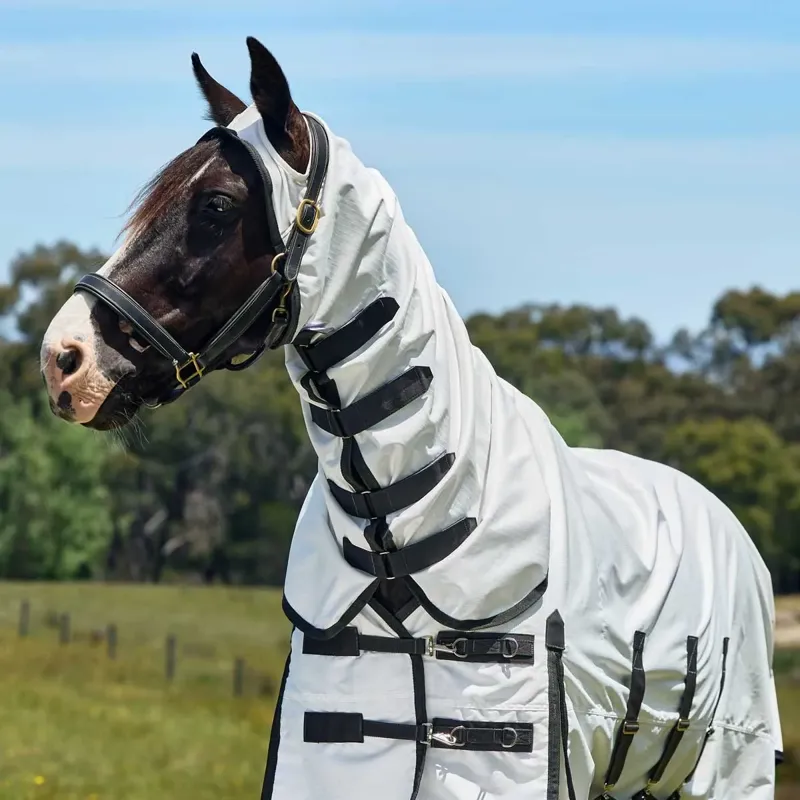 WeatherBeeta Sweet Itch Shield Combo Neck Fly Sheet - White/Charcoal-5