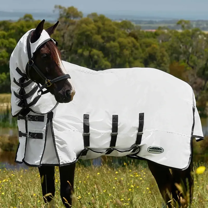WeatherBeeta Sweet Itch Shield Combo Neck Fly Sheet - White/Charcoal-8
