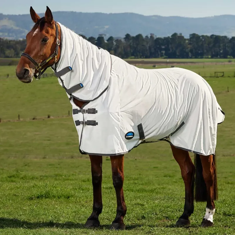 WeatherBeeta ComFiTec Tyro Mesh Combo Neck Fly Sheet - White/Charcoal-1