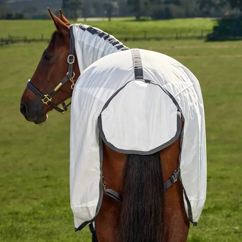 WeatherBeeta ComFiTec Tyro Mesh Combo Neck Fly Sheet - White/Charcoal-2