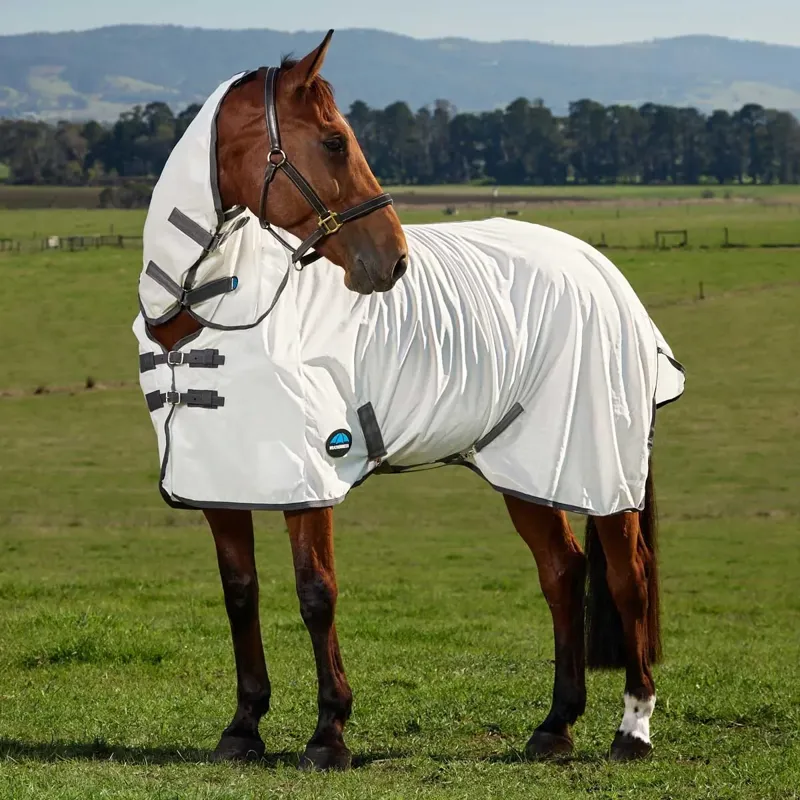 WeatherBeeta ComFiTec Tyro Mesh Combo Neck Fly Sheet - White/Charcoal