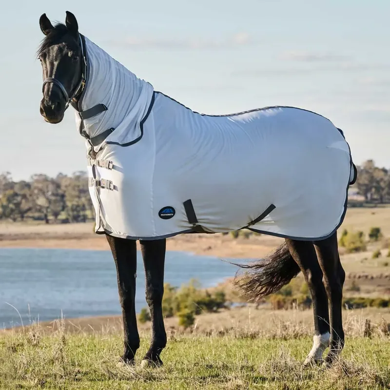 WeatherBeeta ComFiTec Tyro Mesh Combo Neck Fly Sheet - White/Charcoal-5