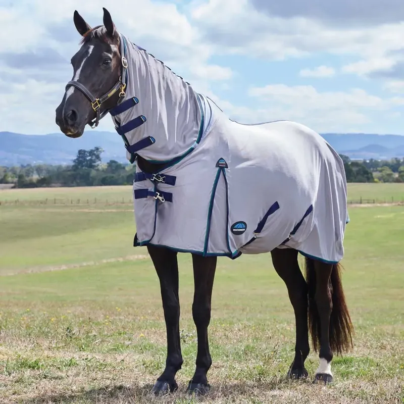 WeatherBeeta ComFiTec Zephyr Combo Neck Fly Sheet - Grey/Navy/Forest