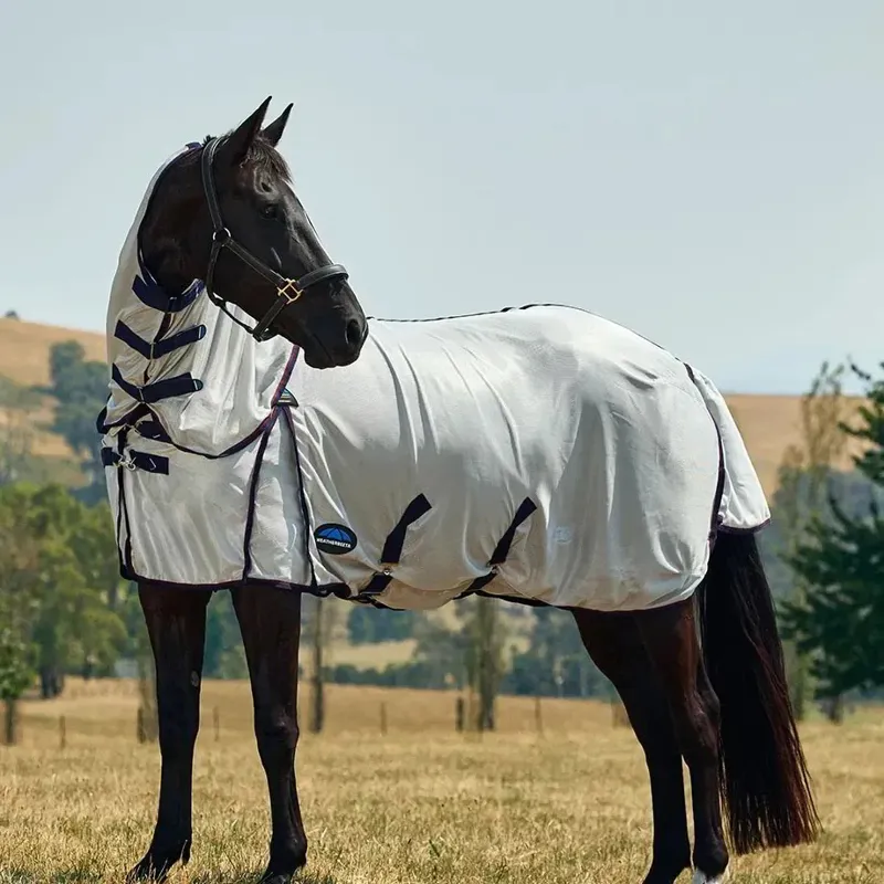 WeatherBeeta ComFiTec Airflow II DetachANeck Fly Sheet - Grey/Navy-2