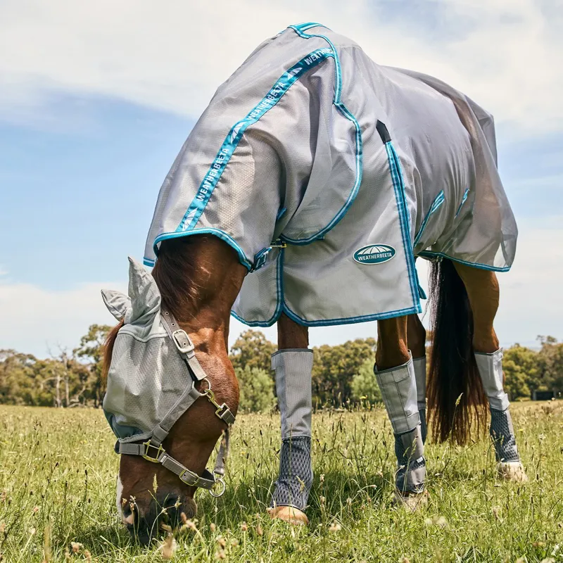 WeatherBeeta ComFiTec Hexi Shield Dual Fly Mask and Halter - Silver-1