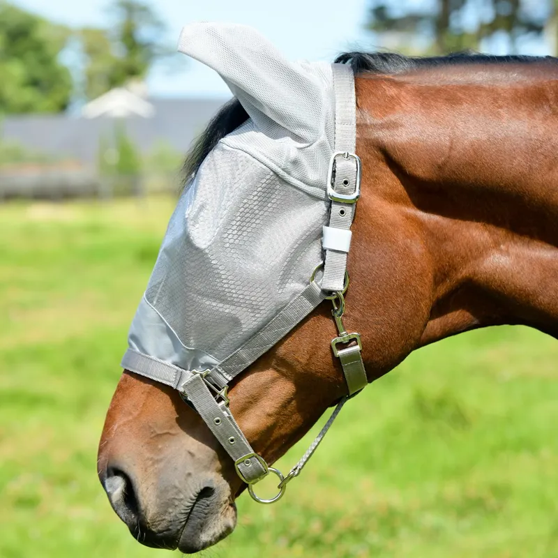 WeatherBeeta ComFiTec Hexi Shield Dual Fly Mask and Halter - Silver-3