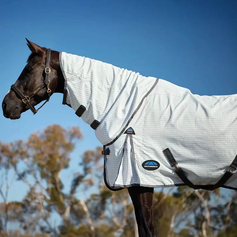 WeatherBeeta Hybrid Combo Neck Fly Sheet - White/Charcoal-1
