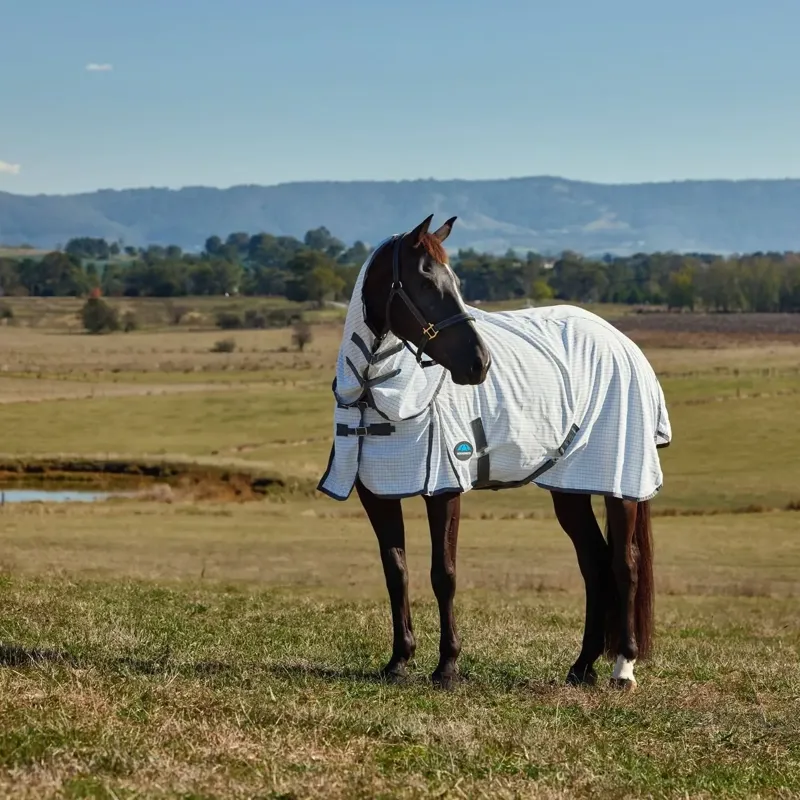 WeatherBeeta Hybrid Combo Neck Fly Sheet - White/Charcoal-3