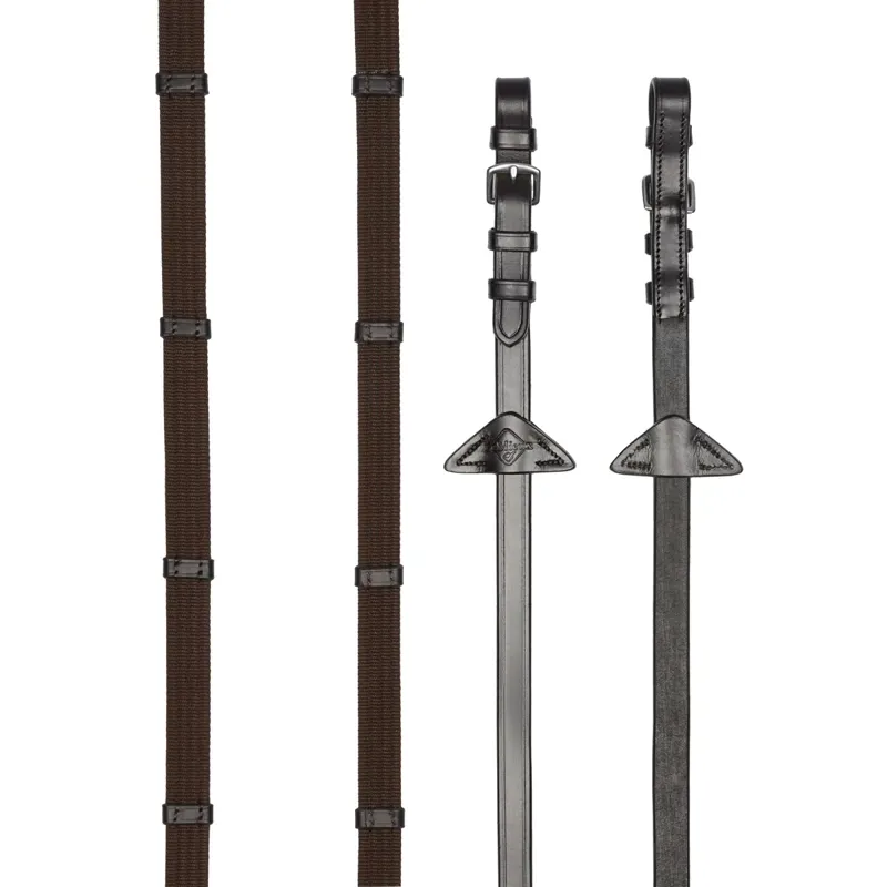 LeMieux Webbed Continental Reins - Brown / Silver