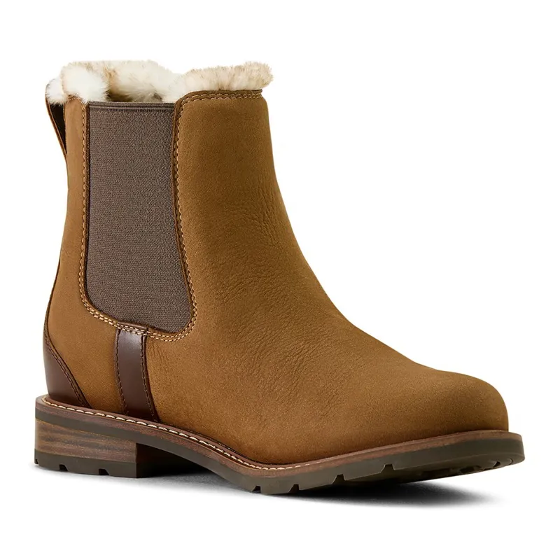 Ariat Wexford Sherpa Womens Waterproof Chelsea Boots - Amber Brown-7