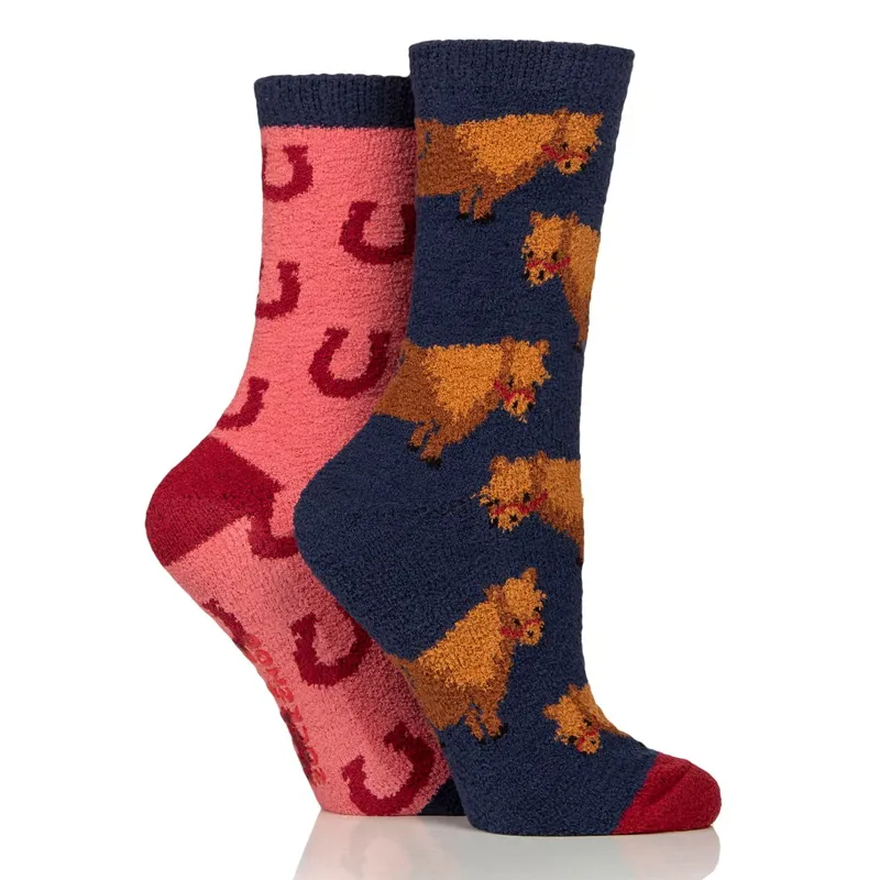 Wild Feet Womens Cozy Fluffy Socks 2-Pack - Pony