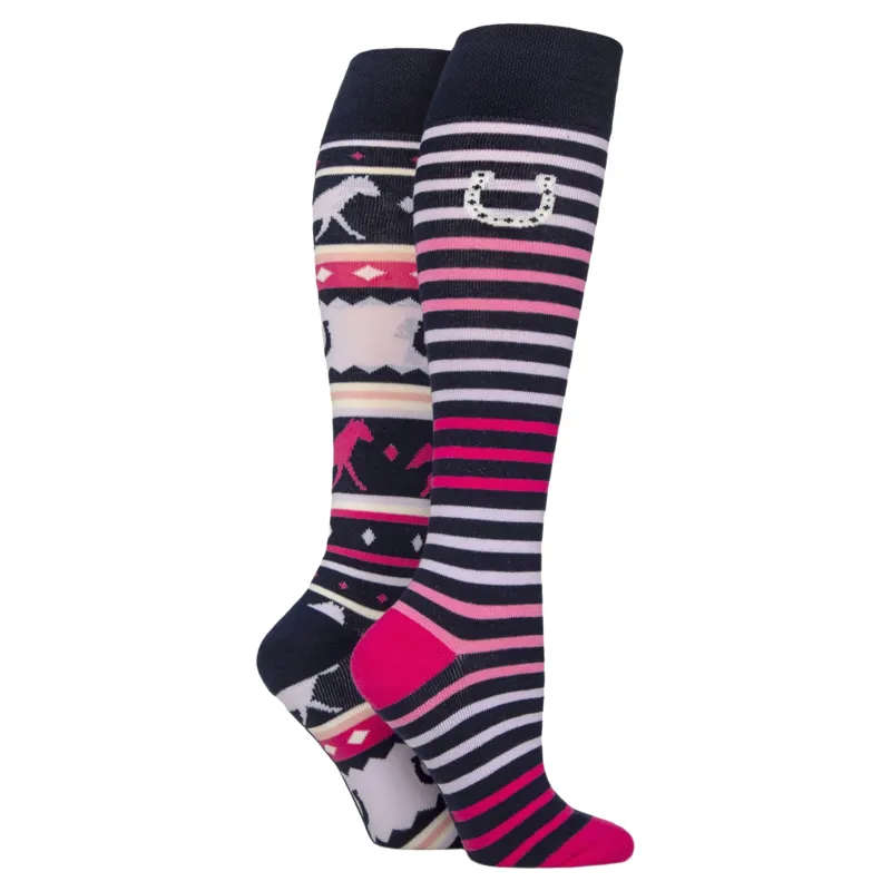 Sockshop Wild Feet Knee High Youth Socks 2 Pack - Fairisle