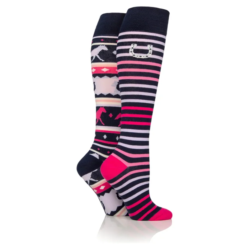 Sockshop Wild Feet Knee High Women's Socks 2 Pack - Fairisle