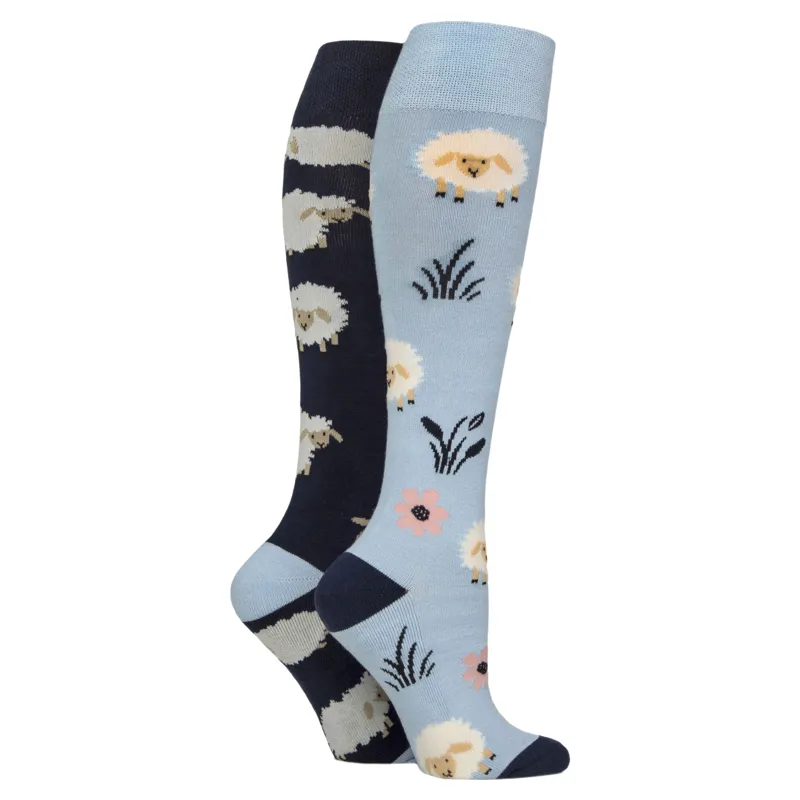 Sockshop Wild Feet Knee High Junior Socks 2 Pack - Sheep