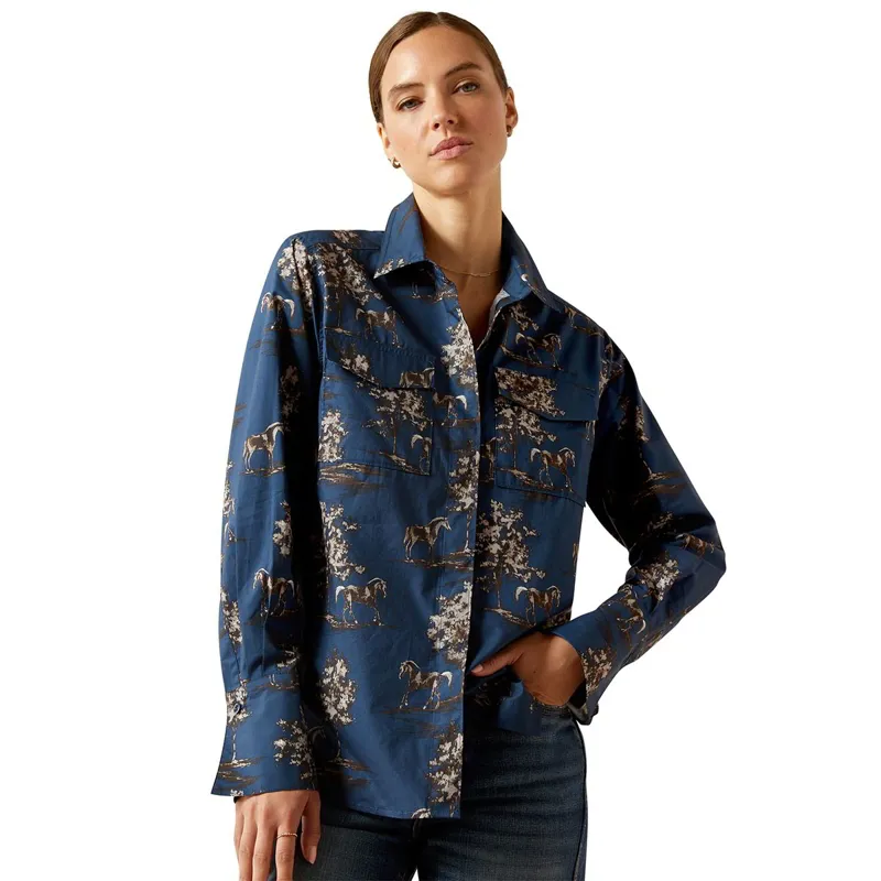 Ariat Country Wolseley Womens Blouse - Navy Toile