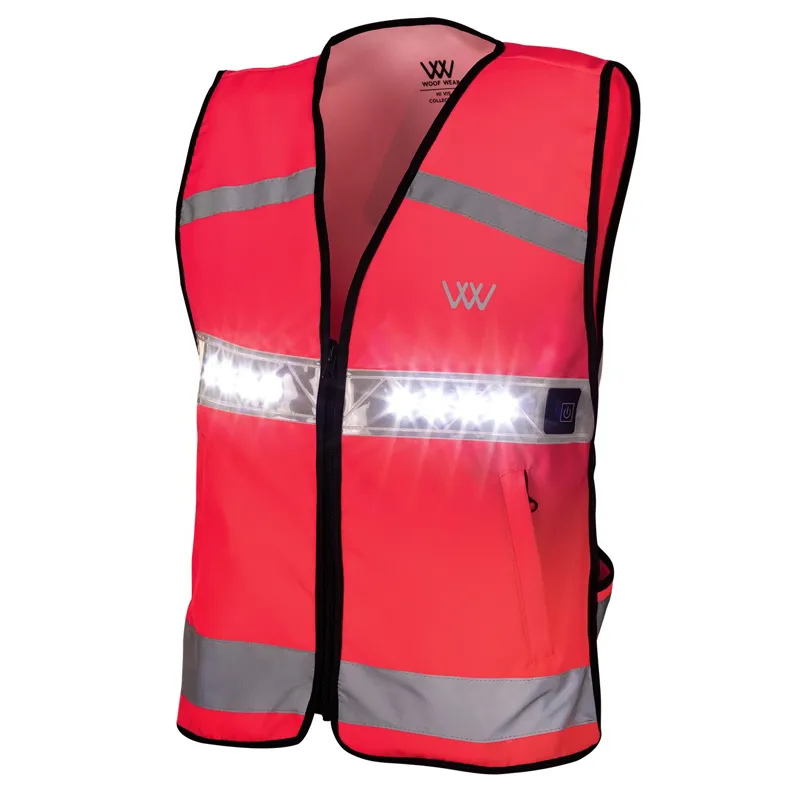 Woof Wear Junior LED Hi-Viz Riding Vest - Pink