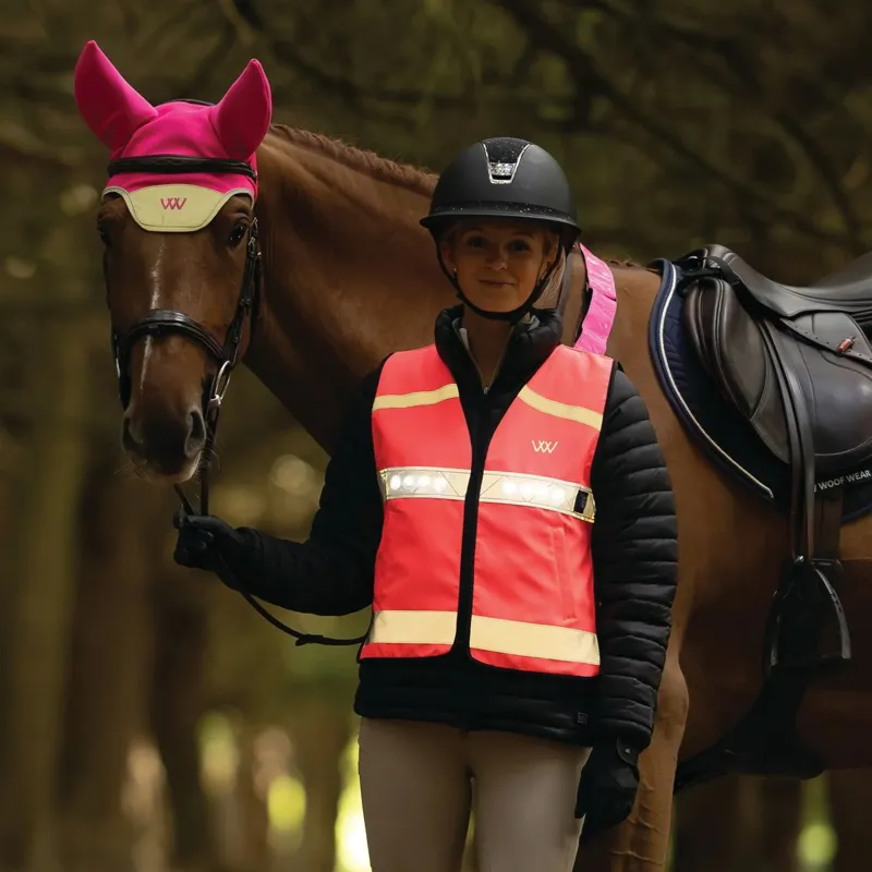 Woof Wear Adults LED Hi-Viz Riding Vest - Pink