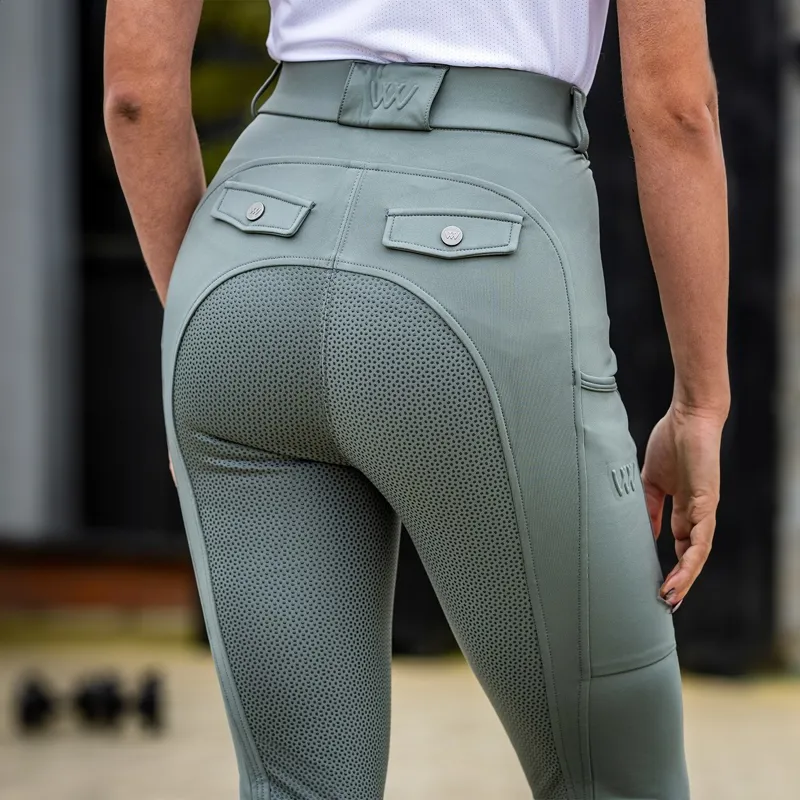 Woof Wear Hybrid II Full Grip Women's Riding Tights - Sage-4