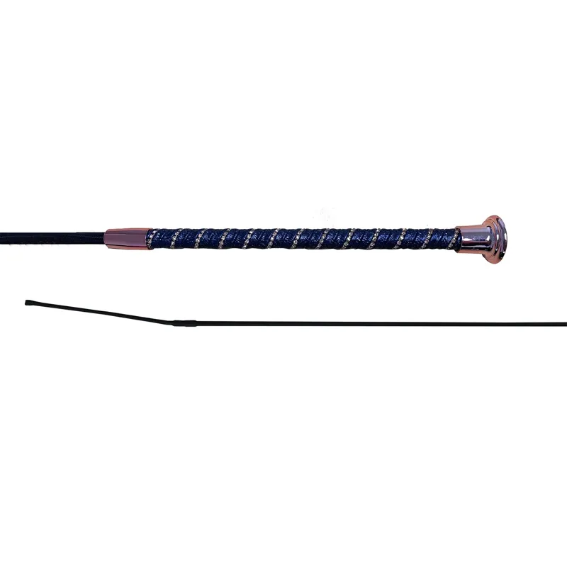 Woof Wear Twisted Crystal Dressage Whip - Navy/Rose Gold