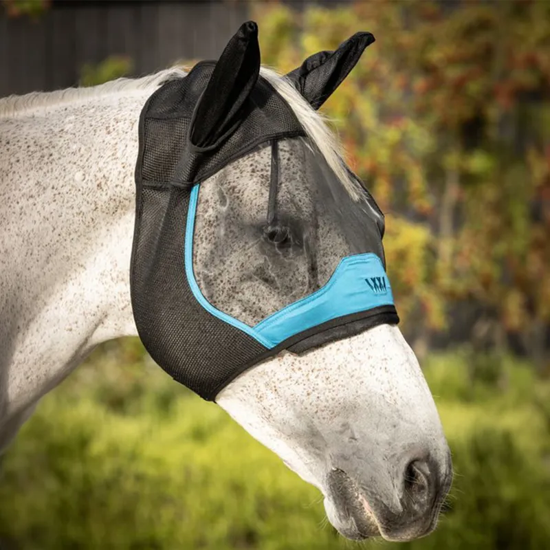 Woof Wear UV Fly Mask With Ears - Black/Turquoise