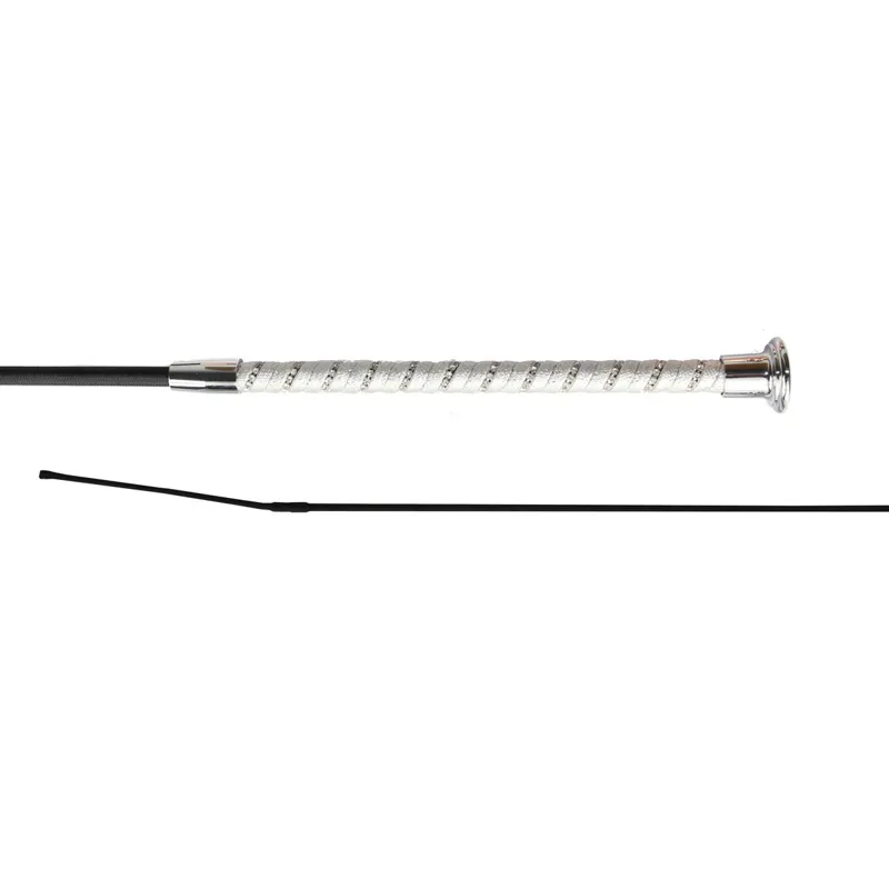 Woof Wear Twisted Crystal Dressage Whip - Silver/Silver